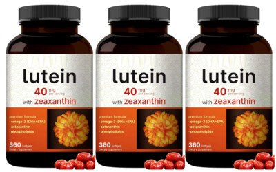 Lutein 40 mg with Zeaxanthin 3X360 gels Astaxanthin/Phosphalipids/Omega-3/Krill