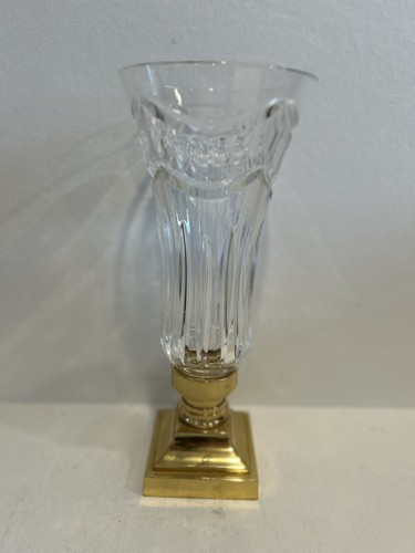 Waterford Crystal Pompeii Hurricane Pilar Candle Holder With Brass Base - Picture 4 of 14