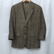 Jos A Bank Signature Collection Silk Camelhair Blazer Brown Plaid Sport Coat 38S