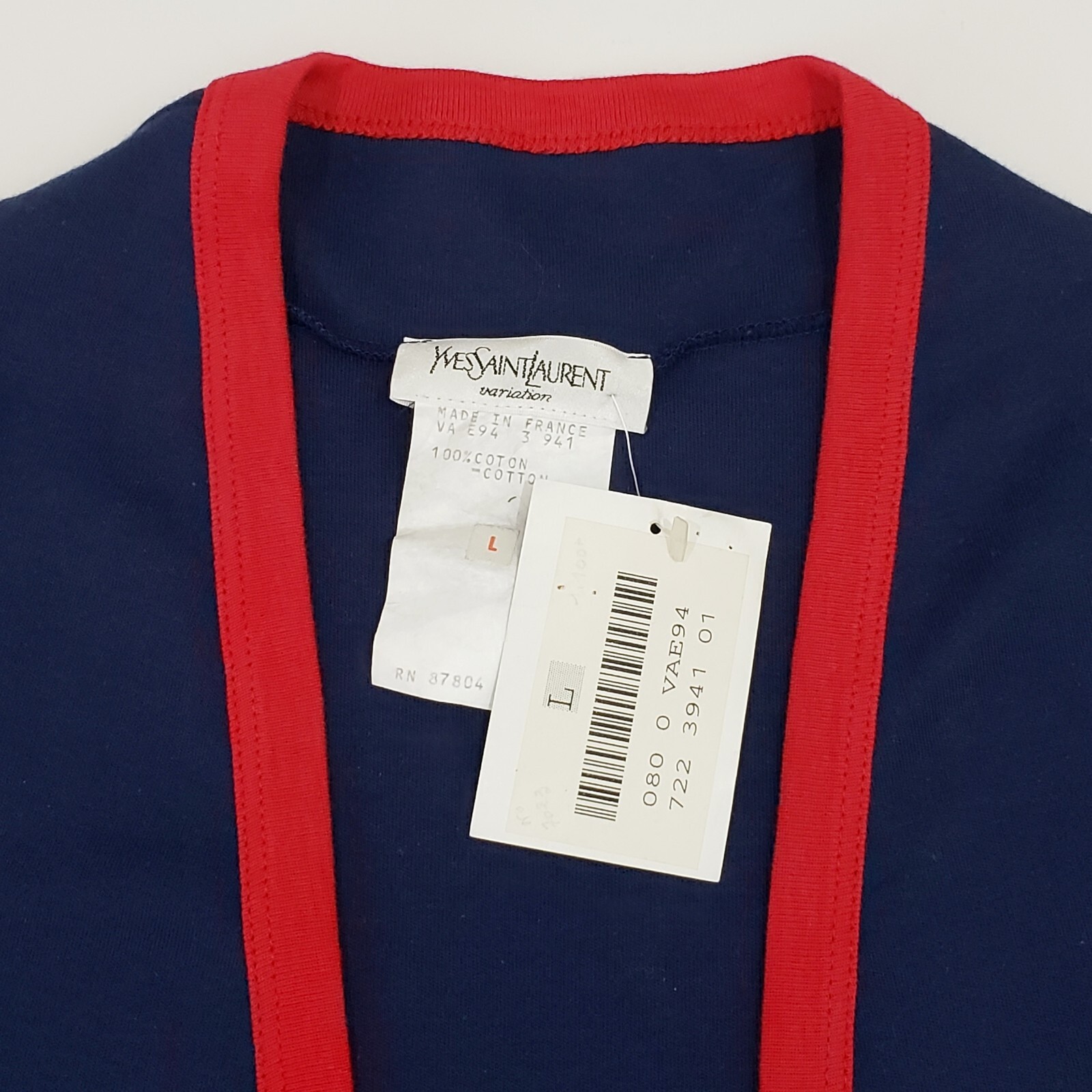 SAINT LAURENT YSL VARIATION cardigan anteriore aperto Coatigan maglia cotone tasca L