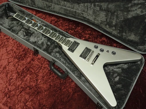 Gibson: Dave Mustaine Flying V EXP Silver Metallic Electric Guitar#2