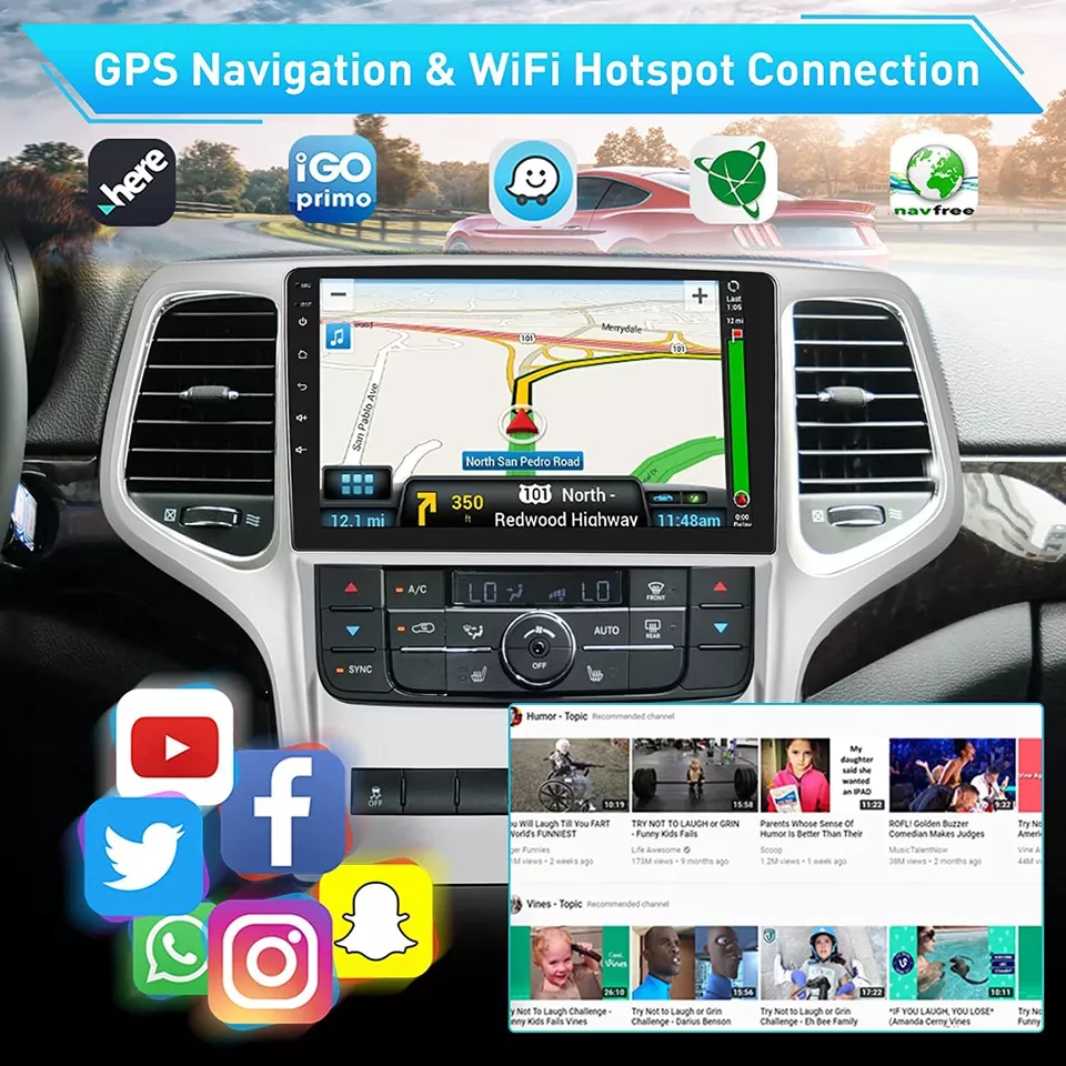 9" Autoradio CarPlay Für Jeep Grand Cherokee WK2 2011-2013 Navi GPS DSP 2GB+32GB - Bild 4 von 4