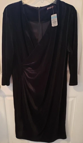 J. McLaughlin Women's XL Black Velvet V-Neck Cross Dress NWT Little Black Dress