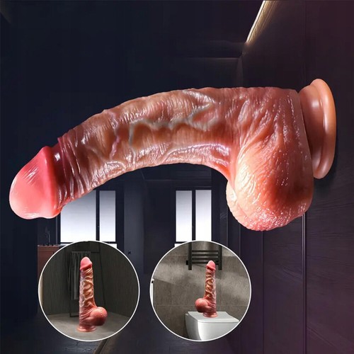 18 cm großer realistischer ungeschnittener Dildo Silikondildo Vorhaut mit Hoden - Bild 3 von 24