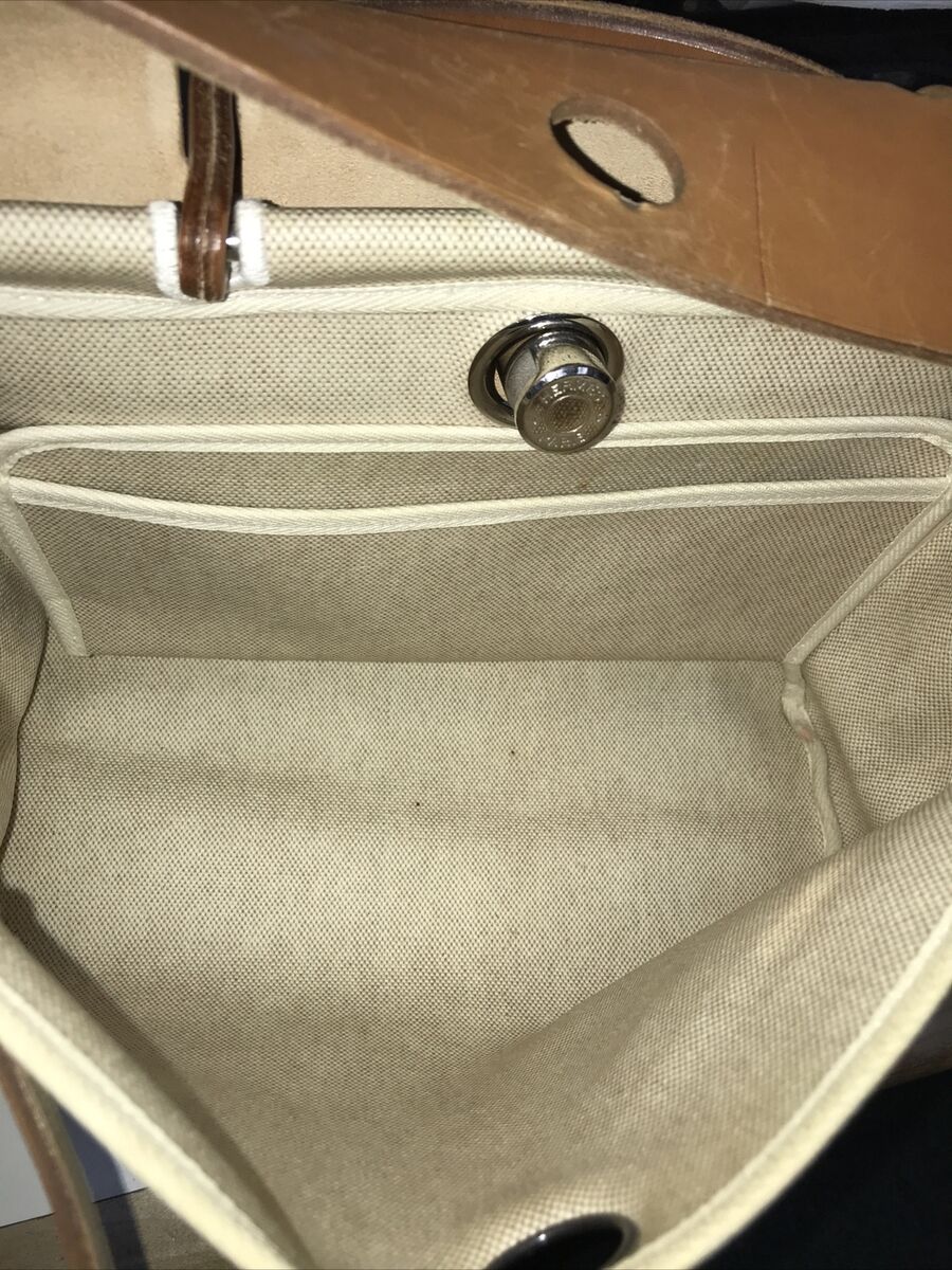 Hermes Herbag Zip Beige Toile Canvas PM Handbag