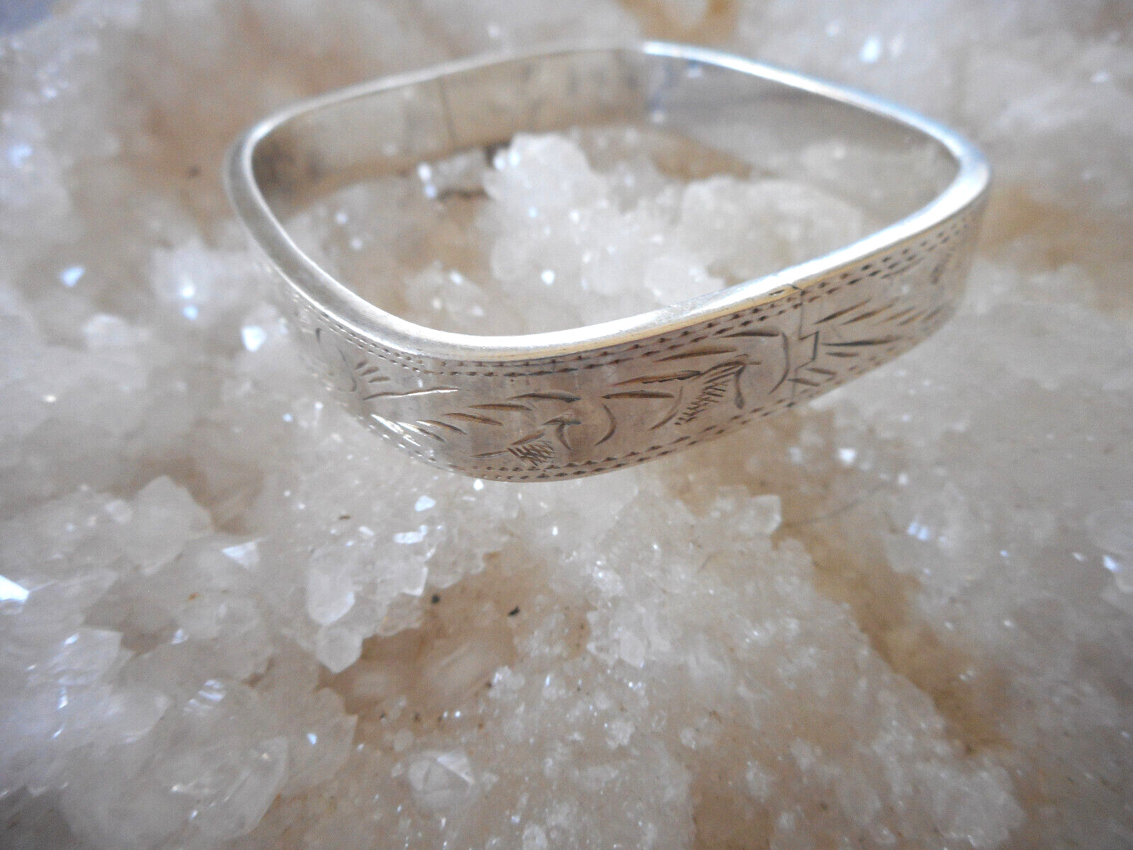 Rectangular Sterling Silver Etched Bangle Bracele… - image 15