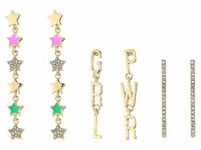 BCBGeneration GRL PWR 3-Pair Goldtone & Cryst...