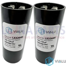 Pack of 2 - VIALU - 105-126 uf/MFD 220-250 VAC Round Start Capacitor 50/60 Hz