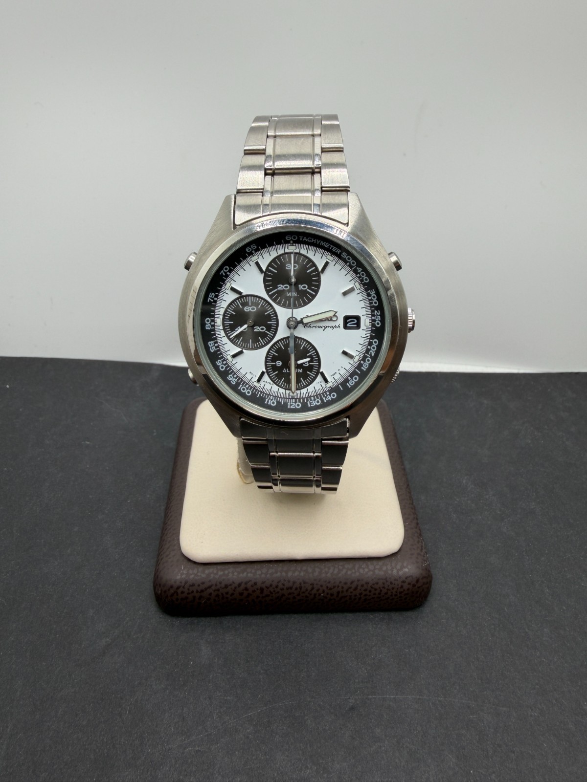 Seiko 7T32-7C60 Chronograph Panda 39mm Stainless Steel Date Alarm watch