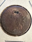 1861 Copper Nickel Indian Head Cent Penny- Good Details. Punctured