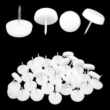40PCS 18mm Nail-On Furniture Glides, White Nylon Chair Feet Protectors for Ha...