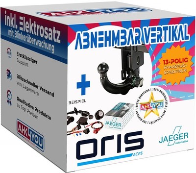 AHK ORIS für VW Touran II 5T ab 15 vert. abnehmbar + 13-pol JAEGER STD ES SPEZ