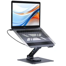  USB-C Laptop Docking Stand, 9 in 1 Aluminum USB C Dock Tablet Stand with 4K 