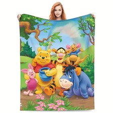 Cute Honey Bear Flannel Blanket Cozy Soft Warm Throw Sofa Bed Travel