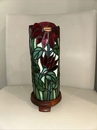 STAINED GLASS CANDLE HOLDER MOSAIC  VINTAGE COLLECTIBLE Tiffany style 11.5 X 5”