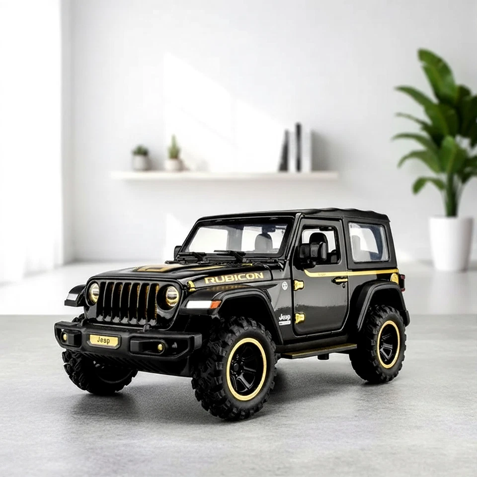 1:32 Jeep Wrangler Rubicon Diecast Car Model - Sound Light Pull‑Back Toy Gift - Image 2 of 4