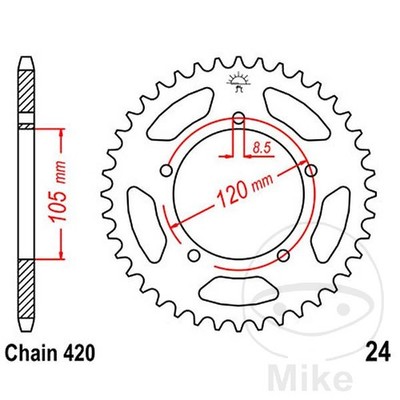 JT SPROCKETS Corona plato transmisión 50T P-420 Ø105 MM Ø120 MM