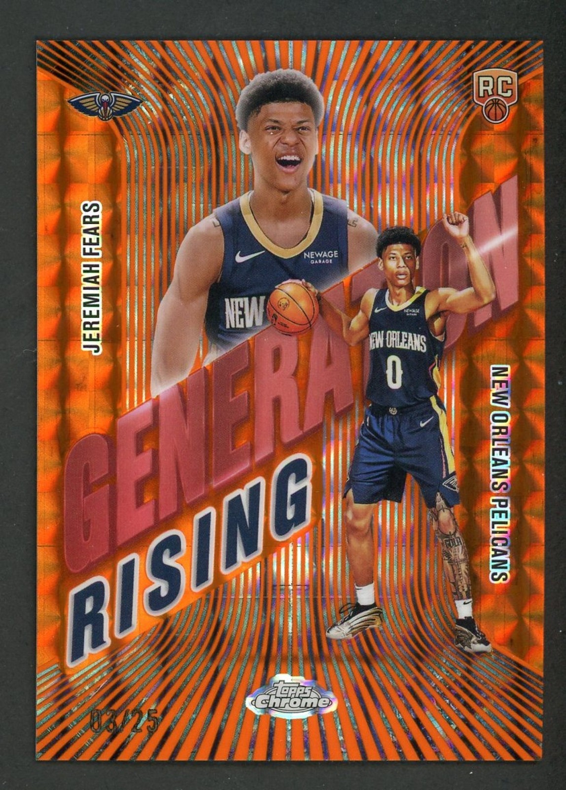 2025-26 Topps Chrome Jeremiah Fears Generation Rising RC Geometric Orange #3/25