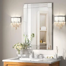 38x27'' Elegant Silver Mirror Suitable for Bathroom Livingroom Decorative Mirror