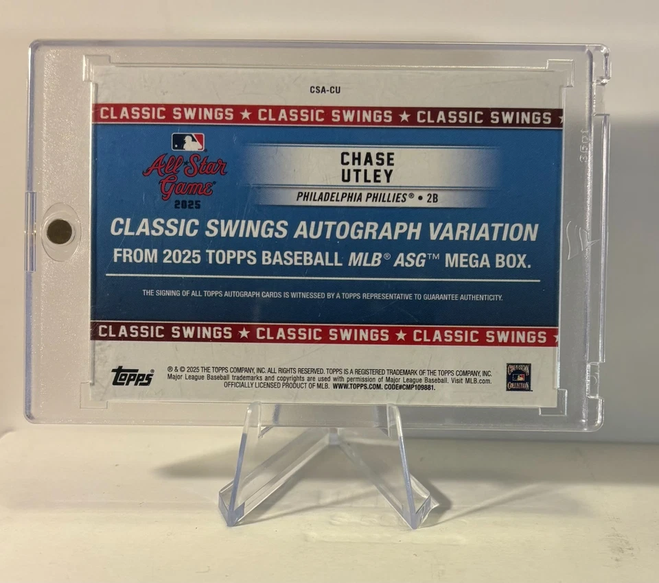 2025 Topps All-Star Game - Classic Swings Chase Utley #CS-22 1/1 !!!! Phillies - Image 2 of 3