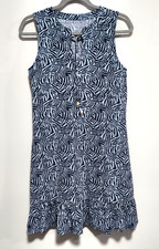 Michael Kors Womens Dress XS Blue Zebra Sleeveless Tie Logo Ruffled Sundress