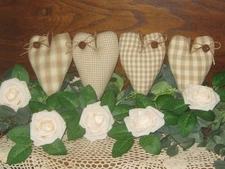 Rustic Farmhouse 4 Hearts 5 Roses Wreath Accents Bowl Fillers Handmade Gift