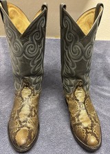 VTG Tony Lama 6872 Vintage Genuine Python Snakeskin Cowboy Boots Mens Size 8 D