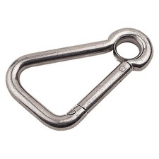 4" L Stainless Steel Spring-Loaded Asymmetrical Carabine Hook with Eye Insert,
