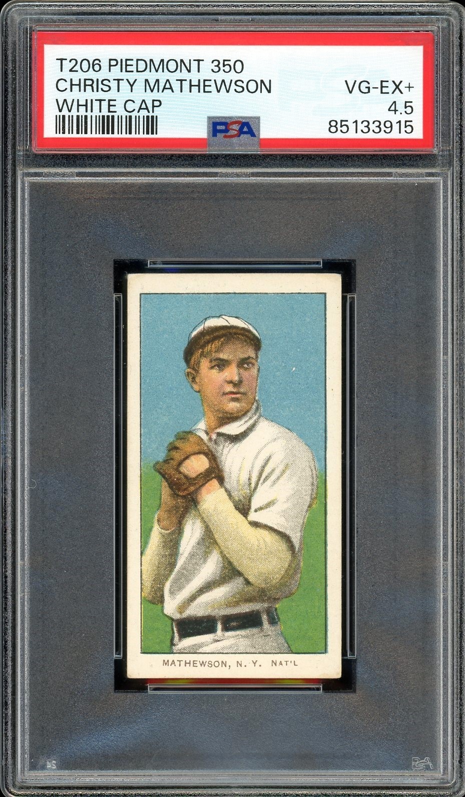 1909-11 T206 Christy Mathewson White Cap HOF New York Giants PSA 4.5 PWCC-A
