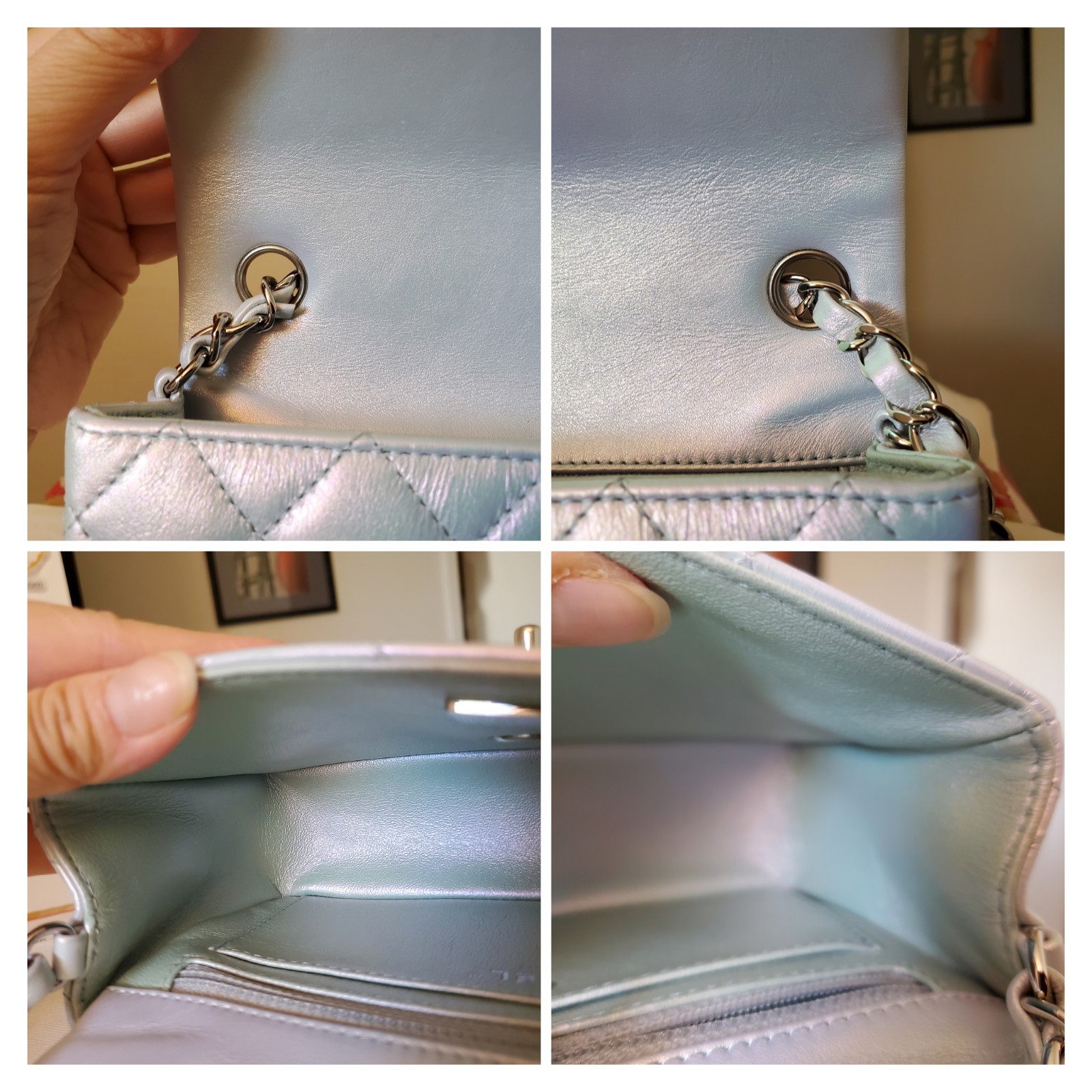 Chanel Classic mini Rectangular  Irridescebt blue… - image 11