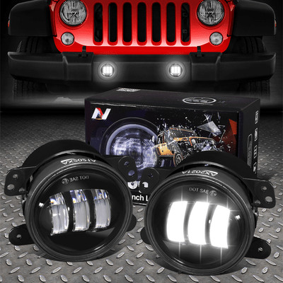 NUVISION FOR 07-19 CHARGER JOURNEY CHEROKEE WRANGLER LED PROJECTOR FOG LIGHTS