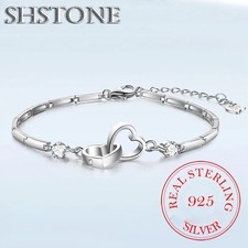 New Charms 925 Sterling Silver Bracelets Bangles for Women Valentine's Days Gift