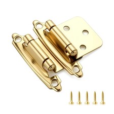20 PCS 10 Pairs 1/2 Inch Overlay Cabinet Hinges SelfClosing Satin Brass Gold