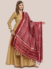 Women's Red Printed Ethnic Dupatta Tassel Traditional Indian Shawl Scarf Wrap