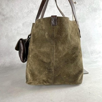 Miu Miu Archive Handbag Tote Shoulder Bag Suede Leather Brown w