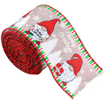 6.3cm*2m Christmas Ribbon with Santa Claus Pattern Present Box weaving Ribbon