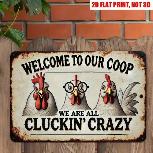 Funny Chicken Coop Metal Tin Signs Farm/Backyard Decor Retro Vintage Wall Art 2D