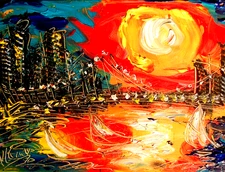 New York  SUN WALL Abstract Modern Original Oil Painting  CANVAS Dgu9g7t