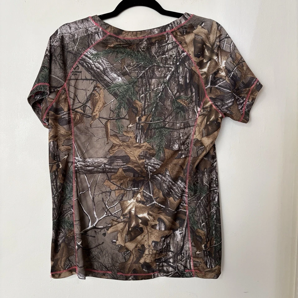 Top Realtree Xtra para mujer camuflado rosa manga corta L Dri More Tech caza Foto 2 de 4
