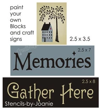 Farmhouse 3 pc Stencil Memories Gather Country Willow Tree Saltbox Home DIY Sign