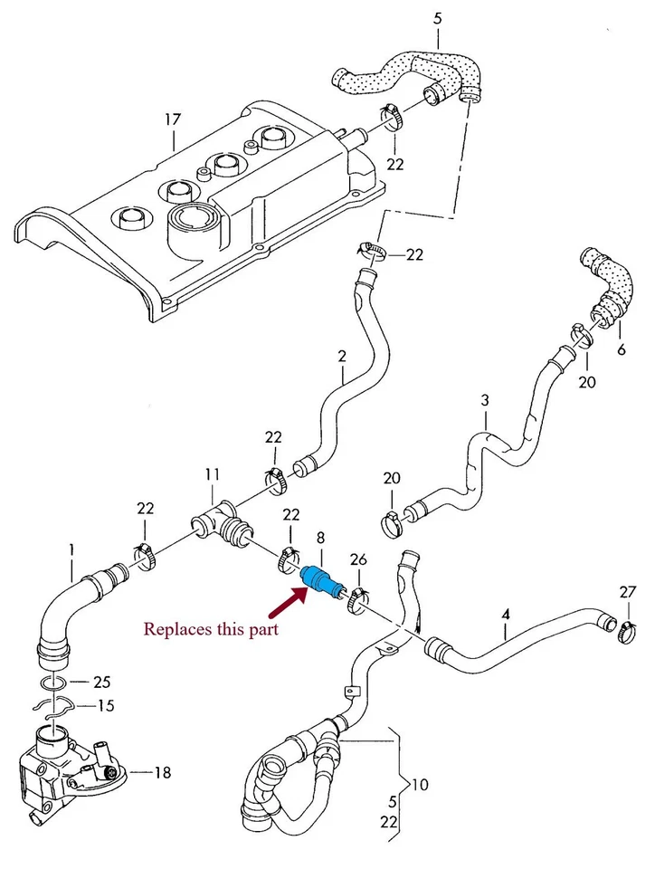 VW GOLF AUDI A3 SEAT LEON SKODA OCTAVIA VRS 1.8T 2.7 T KNÜPPEL PCV-CHECK - AL098 - Bild 3 von 4