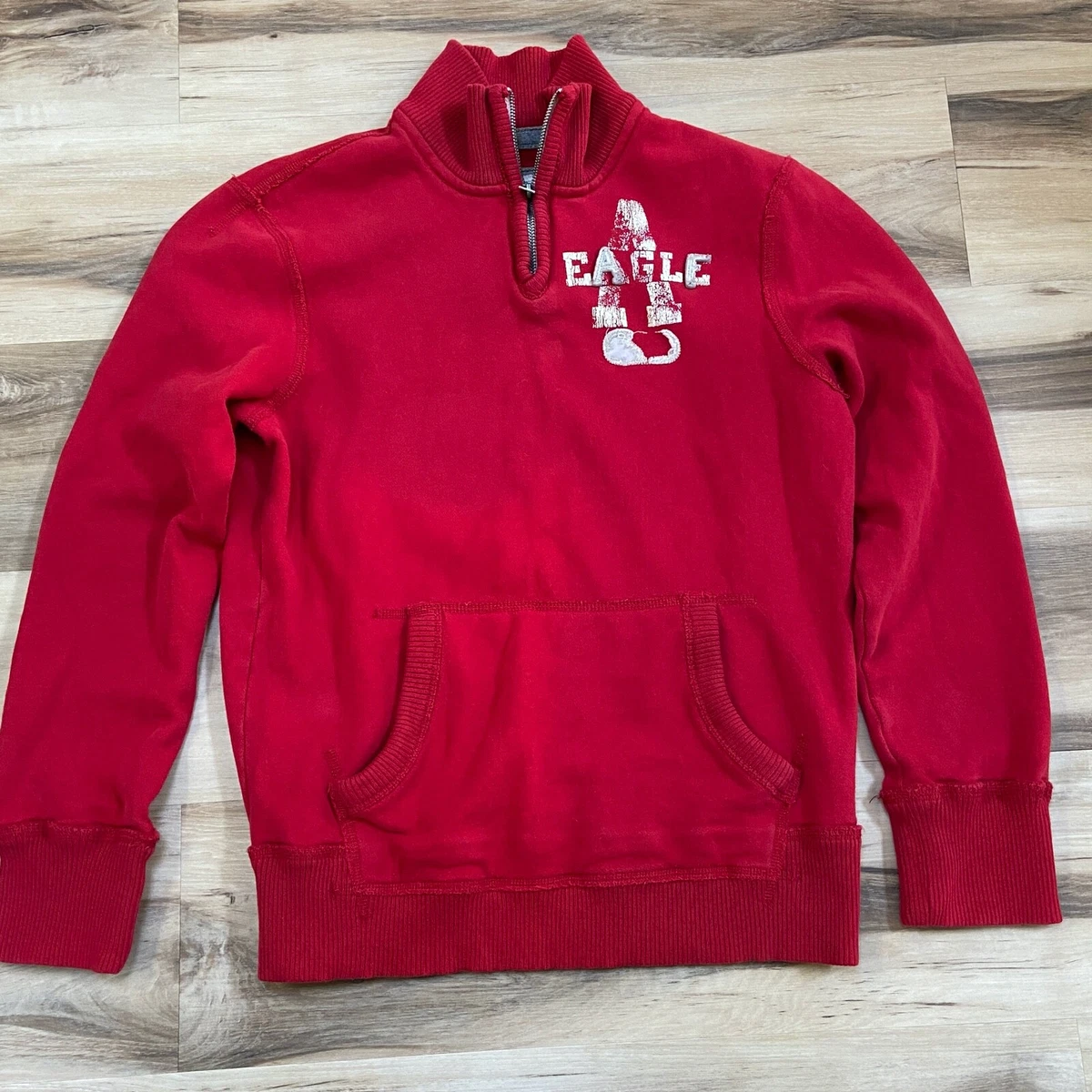 American Eagle Sweatshirt Mens Small Red 1 4 Zip Mock Neck
