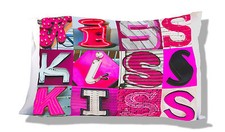 KISS Valentine's Day Pillowcase featuring photos of actual PINK sign letters