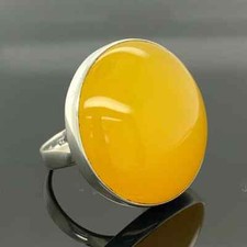 925Sterling Silver Natural Yellow Agate Ring Gemstone Women Jewelry For Her D 21