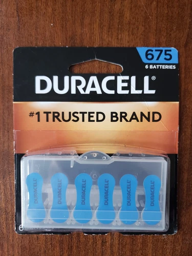 Duracell Size 675 Hearing Aid Batteries - 6 Pack - Easy-Fit Tab Sealed pkg