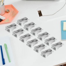 12x Single Hole Aluminum Alloy Pencil Sharpener Handheld Metal Pencil Sharpener