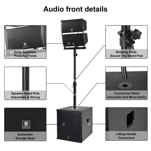 PRORECK CLUB 6000 PA Speaker System 15 inch Line Array Bluetooth ...