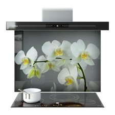 Kitchen Glass Splashback Toughened Cooker ANY SIZE White Orchid Flower Plant