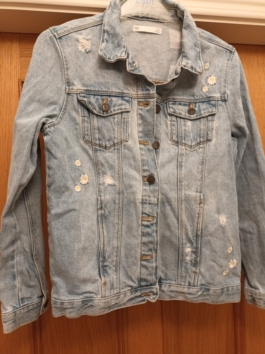 Marks Spencers Girls De-stressed Denim Blue Jacket age 11 -12 years