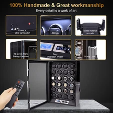 DUKWIN Automatic LED Watch Winder for 24 Watch Winders Storage Display Case Box